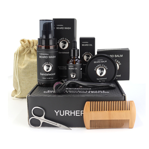 Beard Care Kit Gift Set - Beard Oil, Beard Wash, Balm, Brush & Comb - Natural Moisturizing - OEM/ODM Service