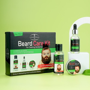Aichun Beauty Promotes Beard Growth & Repair Damaged Beard Clean Moisturizing 3PCS Beard Care Kit for Dashing Men Grooming