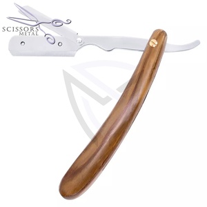 High Quality SCISSORS METAL Private Label Barber Straight Edge Razor Stainless Steel Blades Plastic Wood Razors