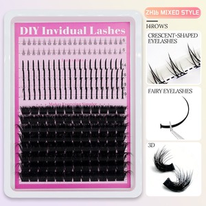 Wholesale Private 200P Cluster Bottom Mixed Spike Lashes 0.07mm Thickness Individual Lashes 10-20mm DIY Eyelash Extension Kit