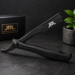 Black Magnetic Straight Edge Razor Professional Barber Shaving Tool Stainless Steel Folding Razor