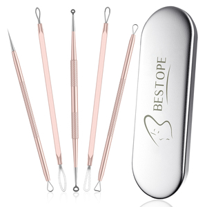 Stainless Steel Blemish Whitehead Extraction Popping Acne Comedone Zit Blackhead Remover Pimple Popper Tool Kit