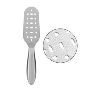 Professional Stainless Steel Foot Scraper Dual Sided Exfoliator Anti-Slip Handle Foot Care Pedicure Tool