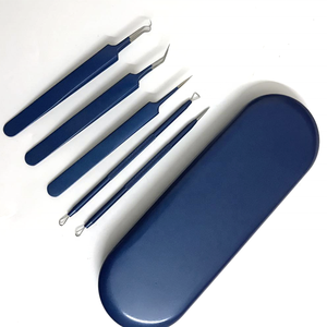 Blue Color Surgical Grade Stainless Steel Blackhead Remover Kit Facial Acne Tweezers