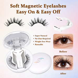Reusable Soft Magnetic Eyelashes Applicator Kit Waterproof Windproof All Day Wear Lightweight Durable PBT Material Travel Size
