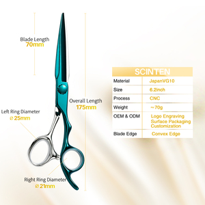 VG10 Steel Dark Green 6 Inch Razor Edge Hair Cutting Scissors